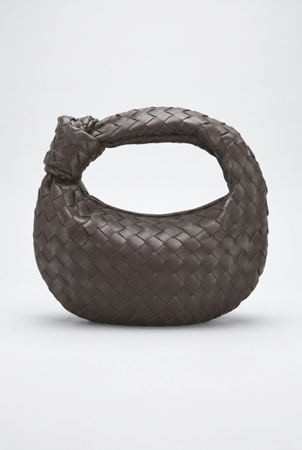 Braided Horn Knotted Tote Bag, brown