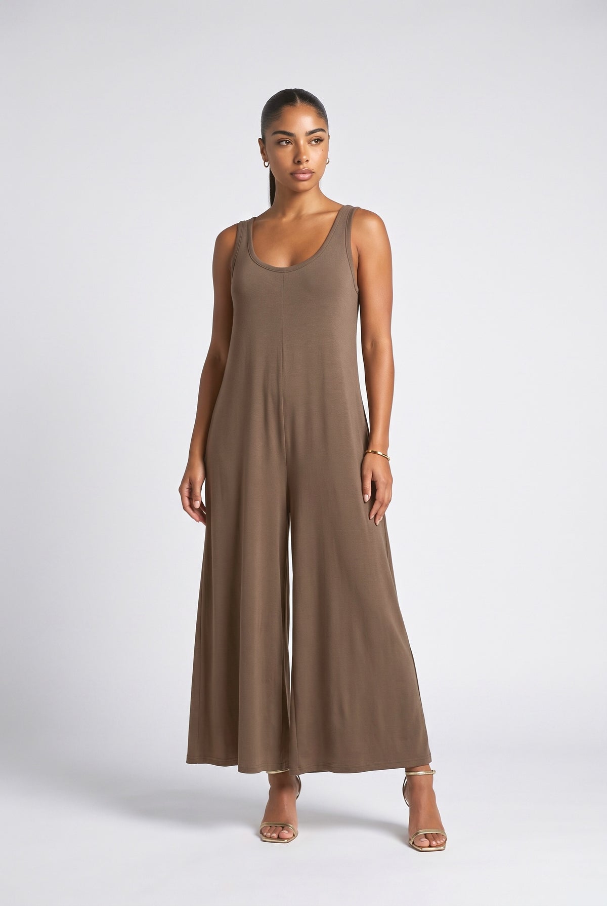 Fresh and Pocket Thin Jumpsuit, brown