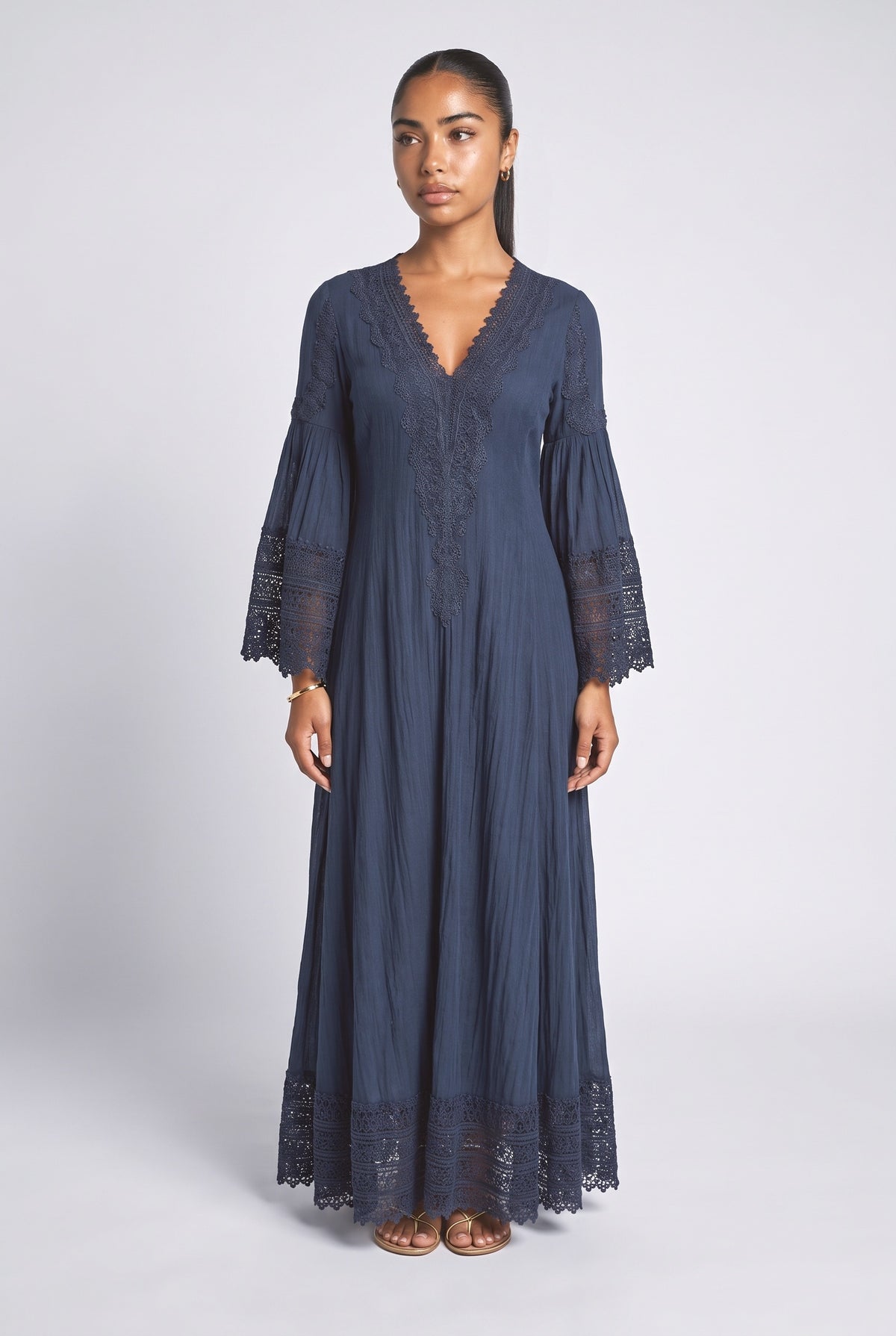 Blue Lace Maxi Dress, dark blue