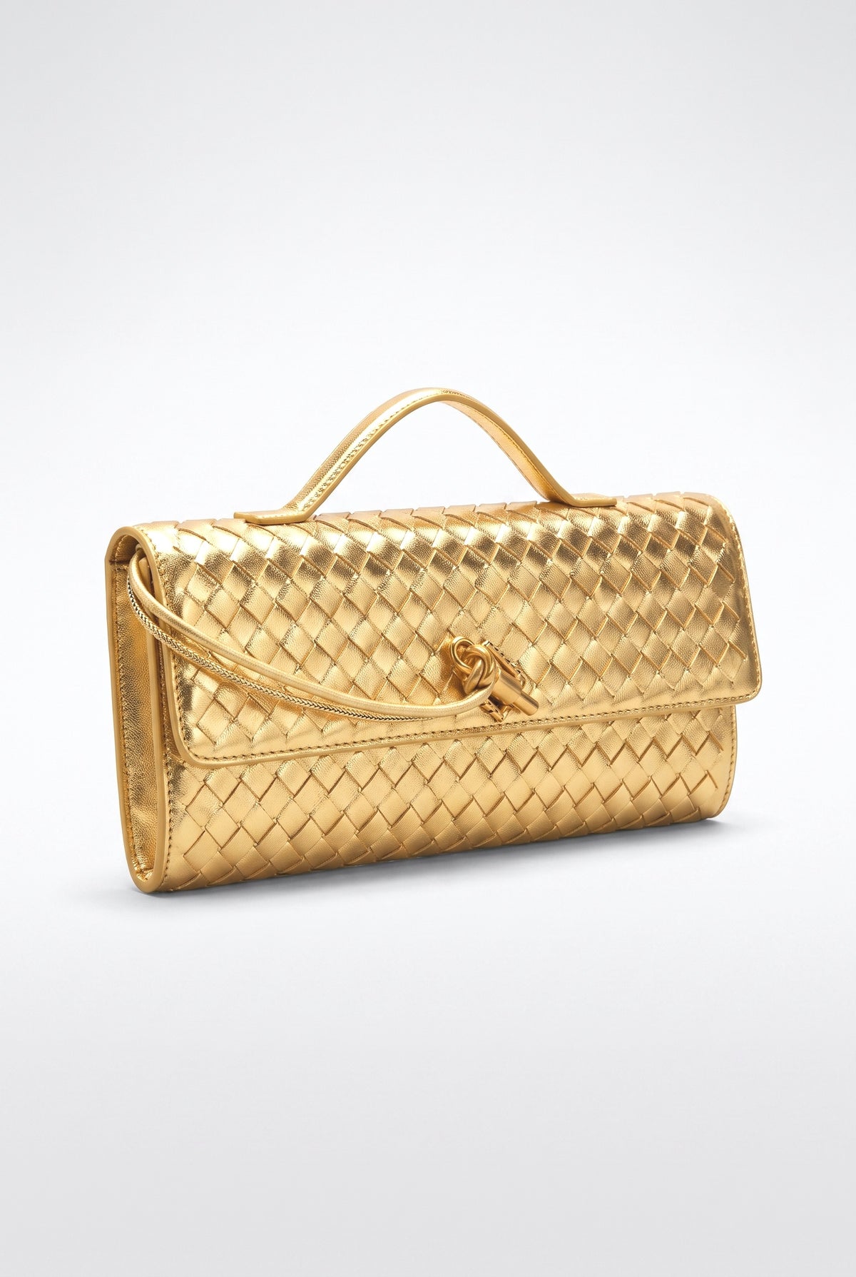 Two Way Woven Flap Clutch Shoulder Bag, glod