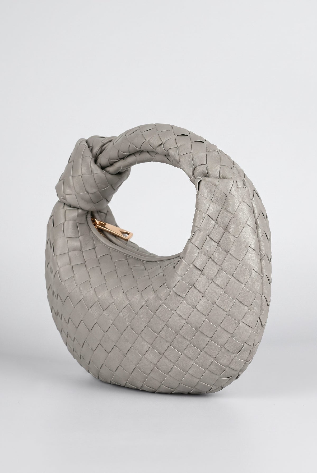Braided Horn Knotted Tote Bag, gray