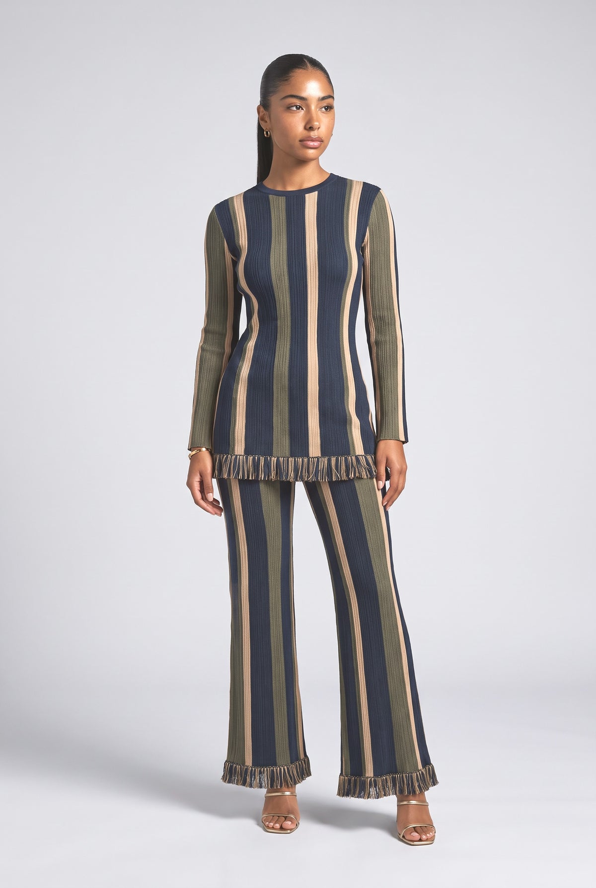 Striped Knit Outfit Set, green set