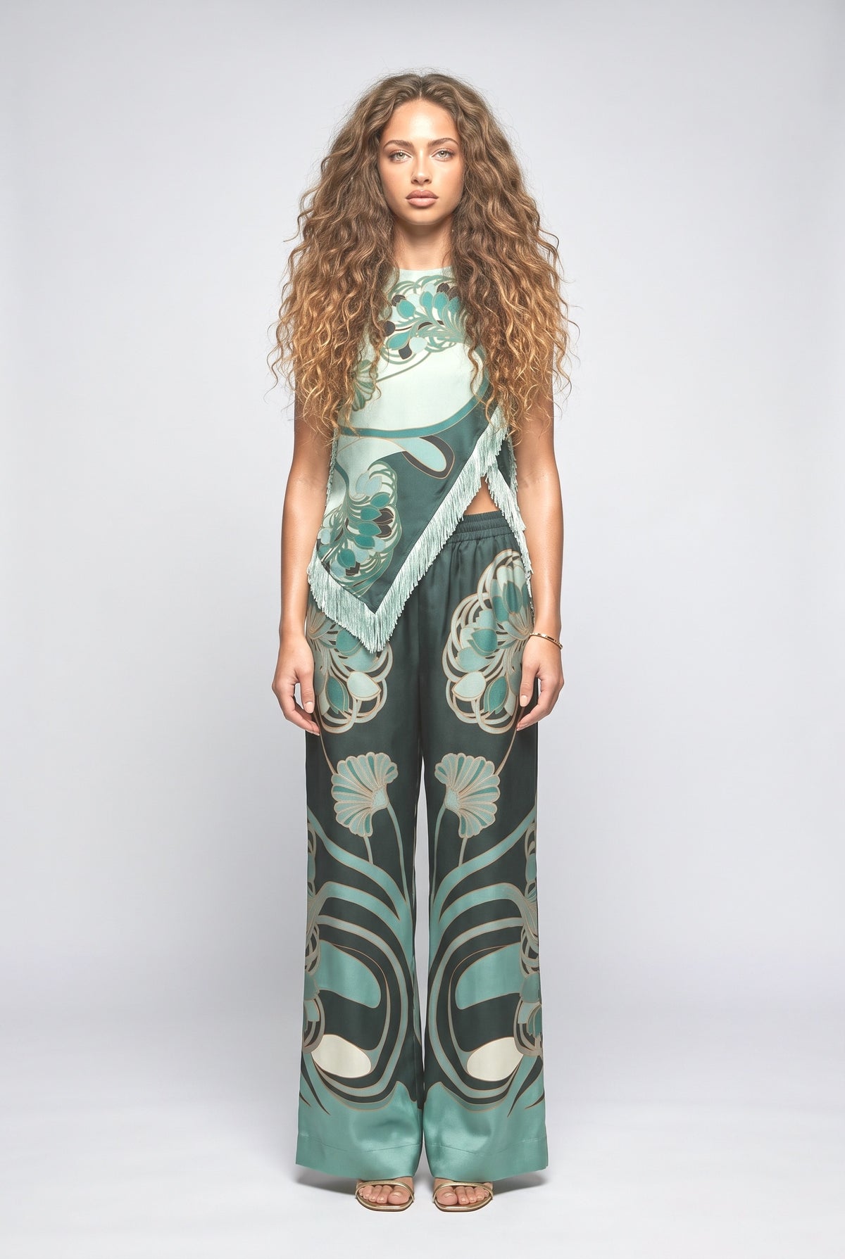 Green Fringe Outfit Set, green set