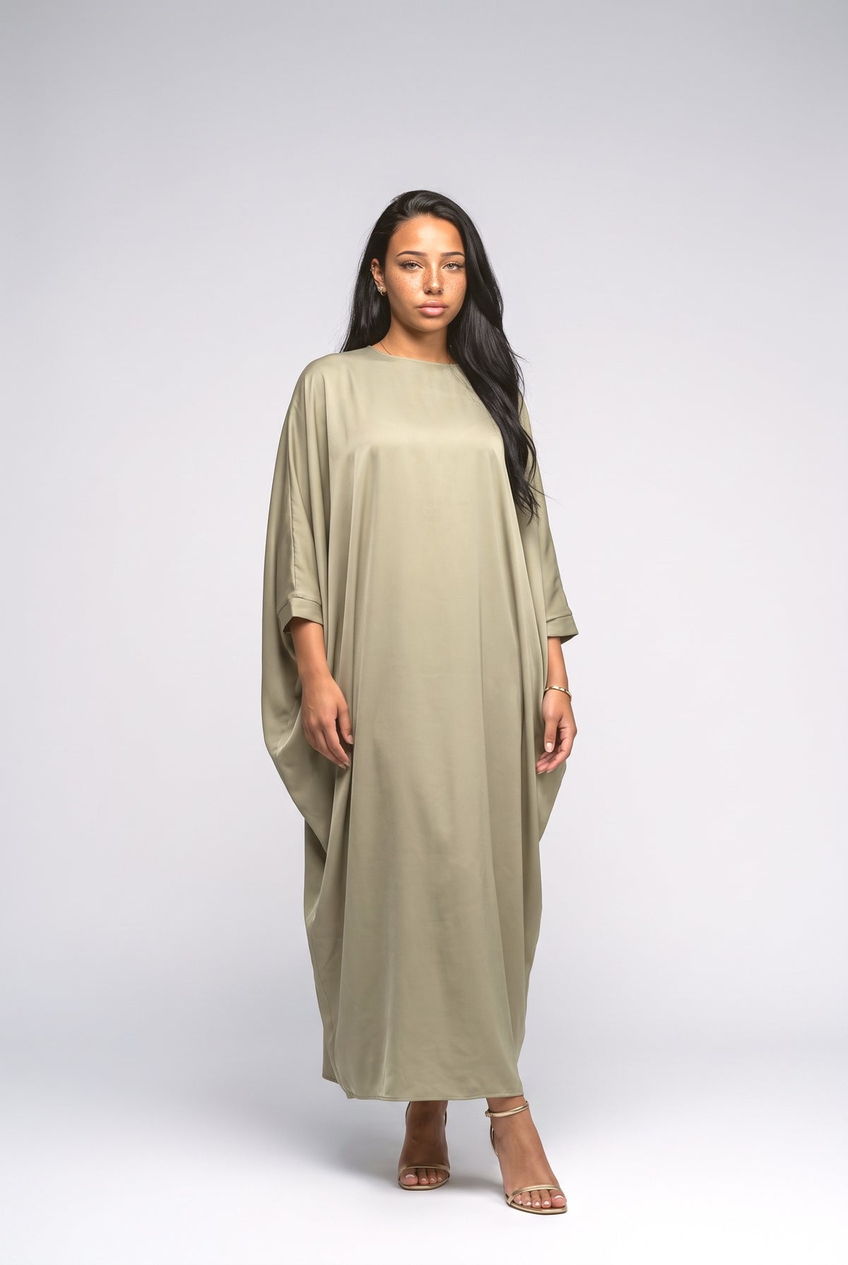 Green Draped Maxi Dress, green