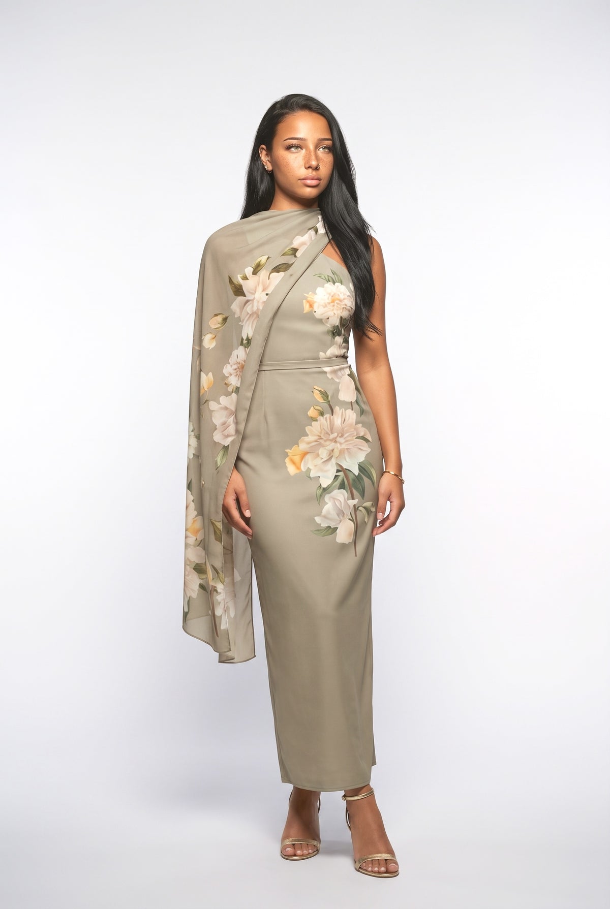 Green Sleeveless Pleated Maxi Dress, green