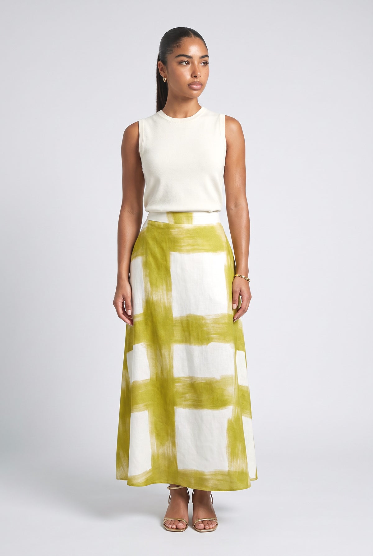 Green Linen Skirt, green
