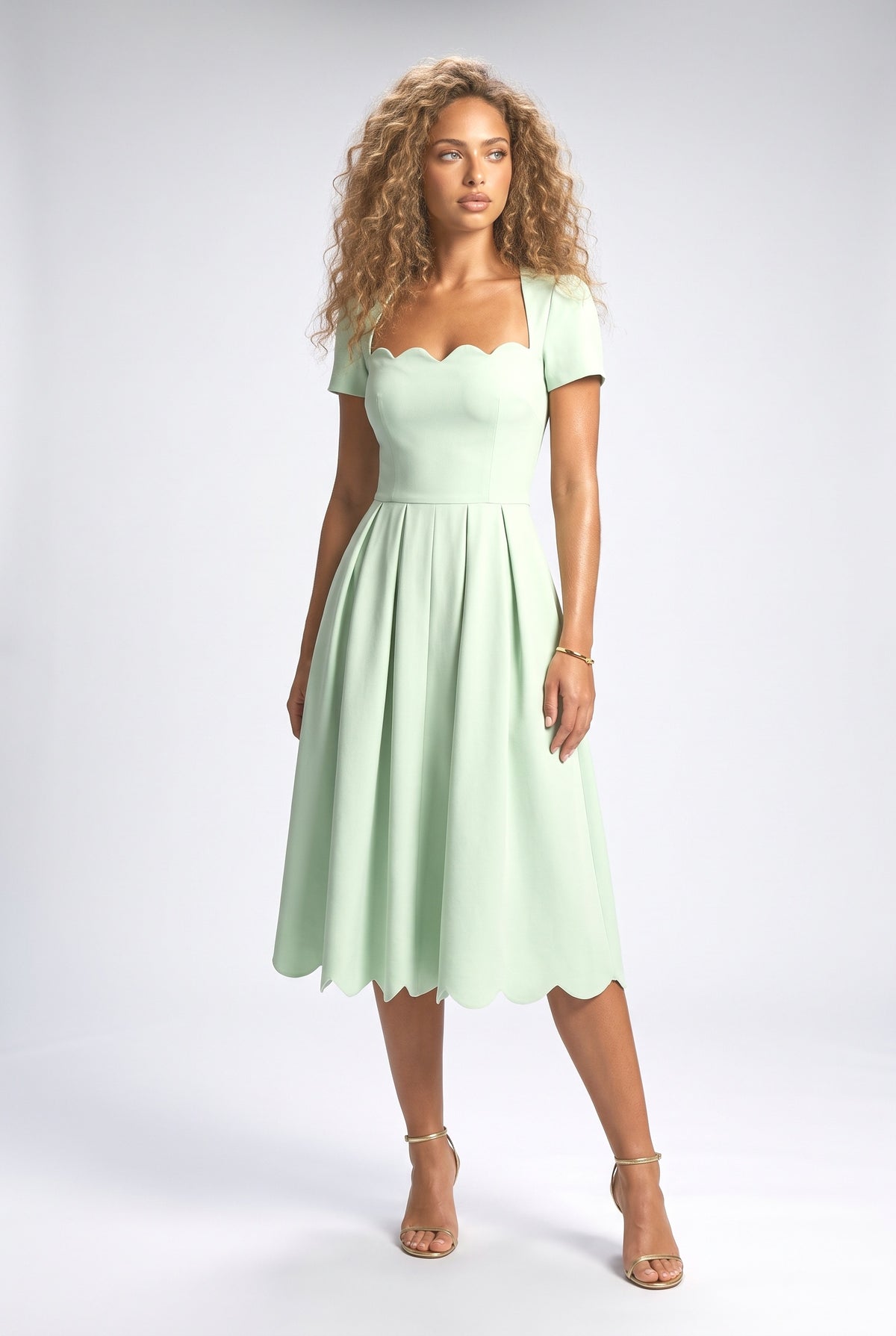 A-Line Midi Dress, green