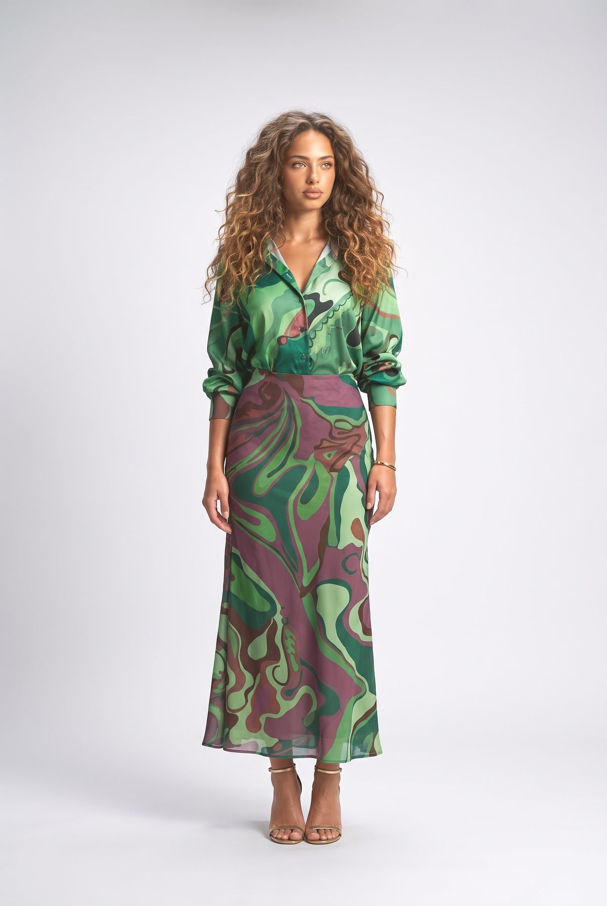 Green Abstract Outfit Set, green