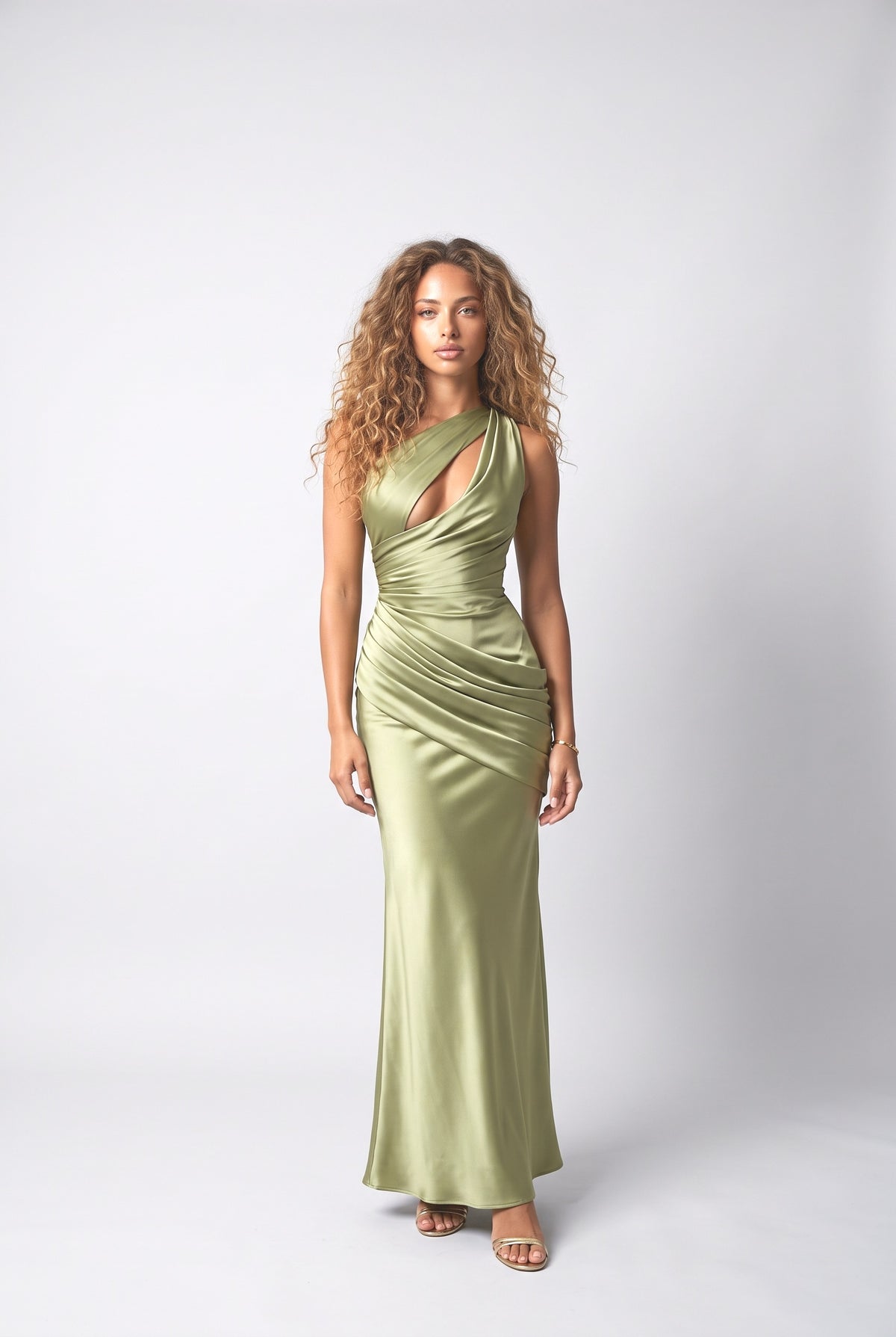 Hollow Design Maxi Dress, green