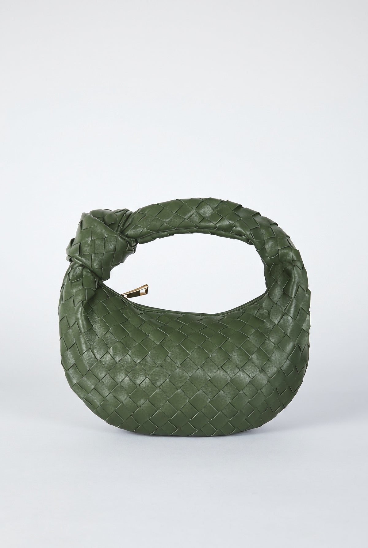 Braided Horn Knotted Tote Bag, green