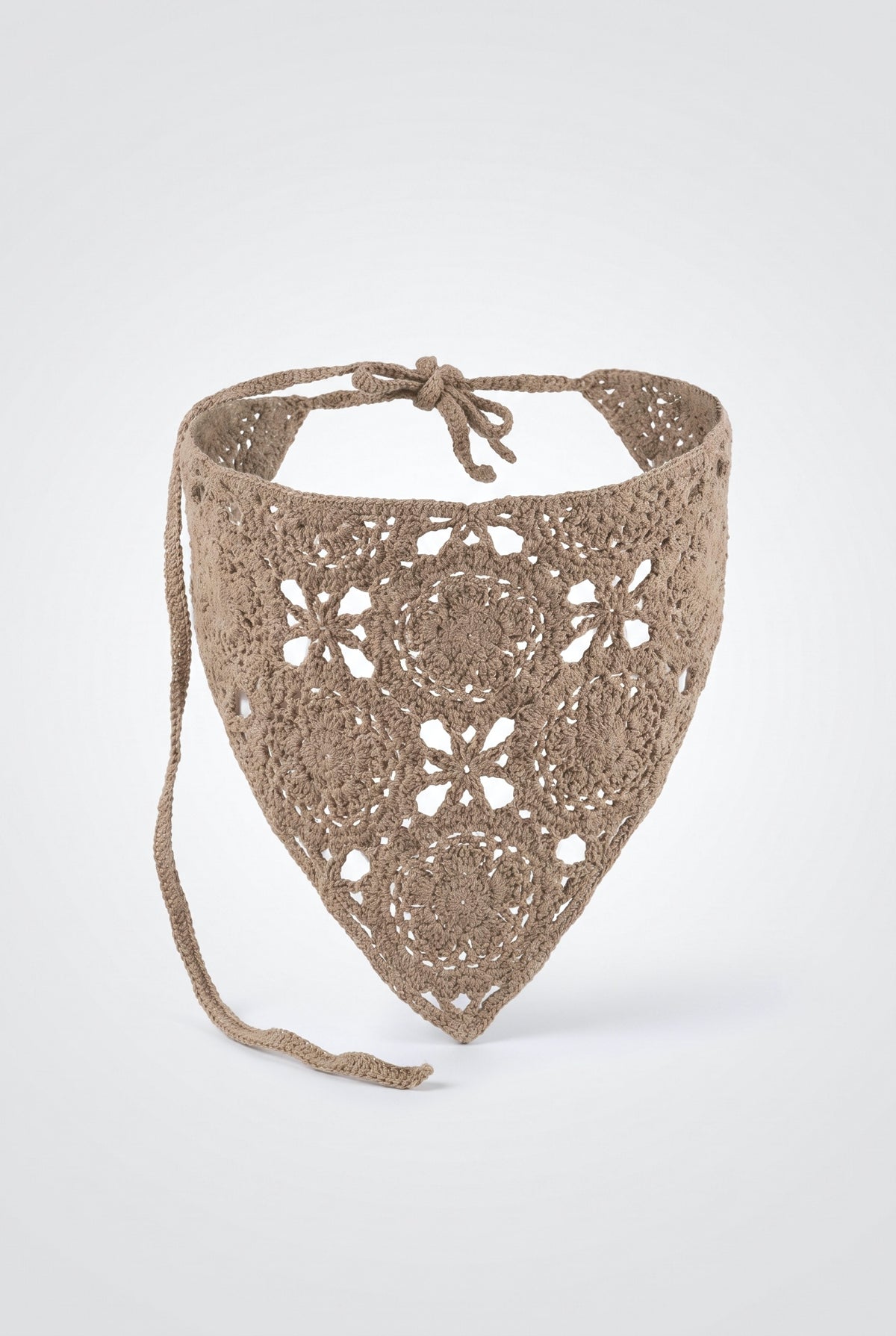Hand Crochet Lace Bandana, grey