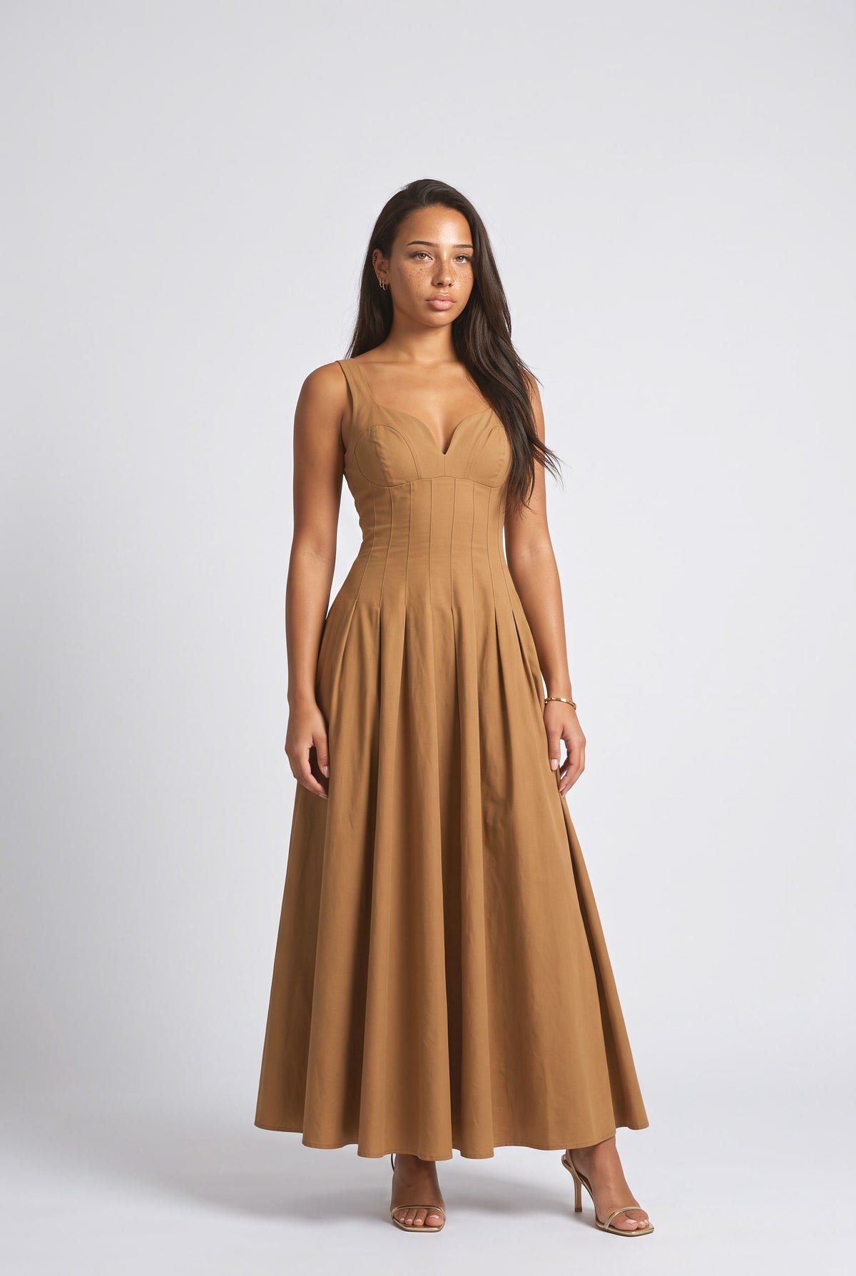 Slim Sling Maxi Dress, khaki