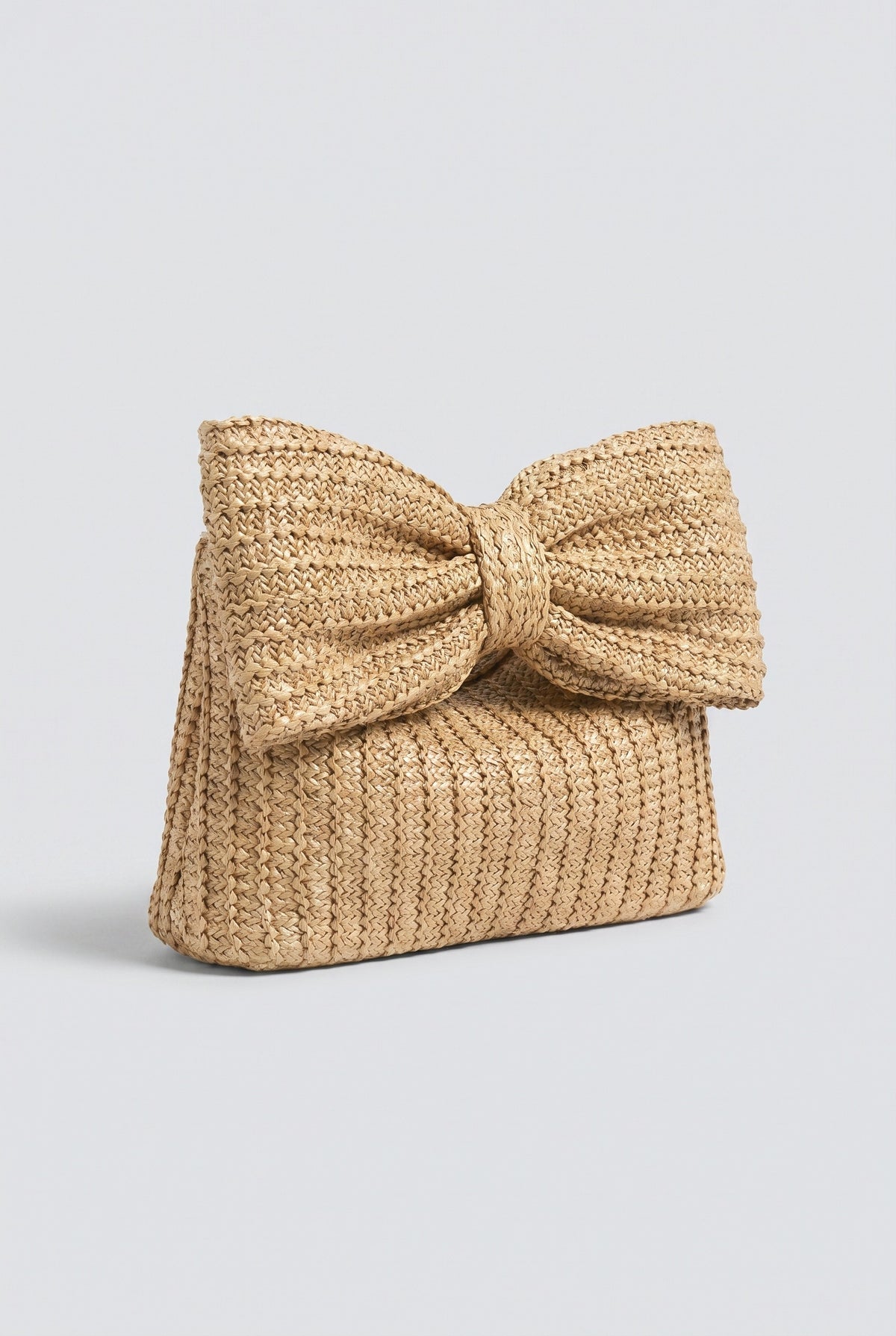 Straw Bow Clutch, khaki