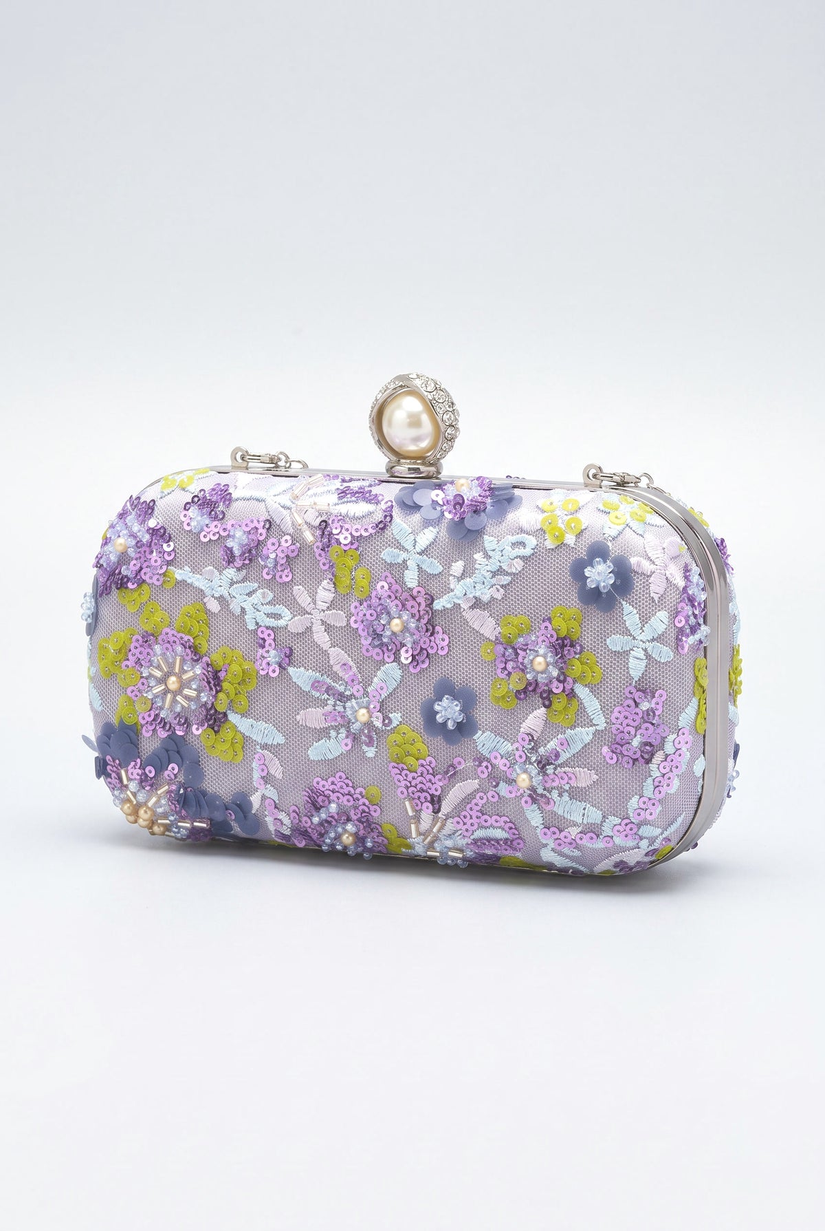 Floral Sequin Handbag, light purple