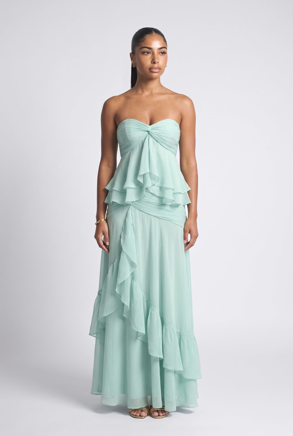 Green Ruffle Maxi Dress, mint