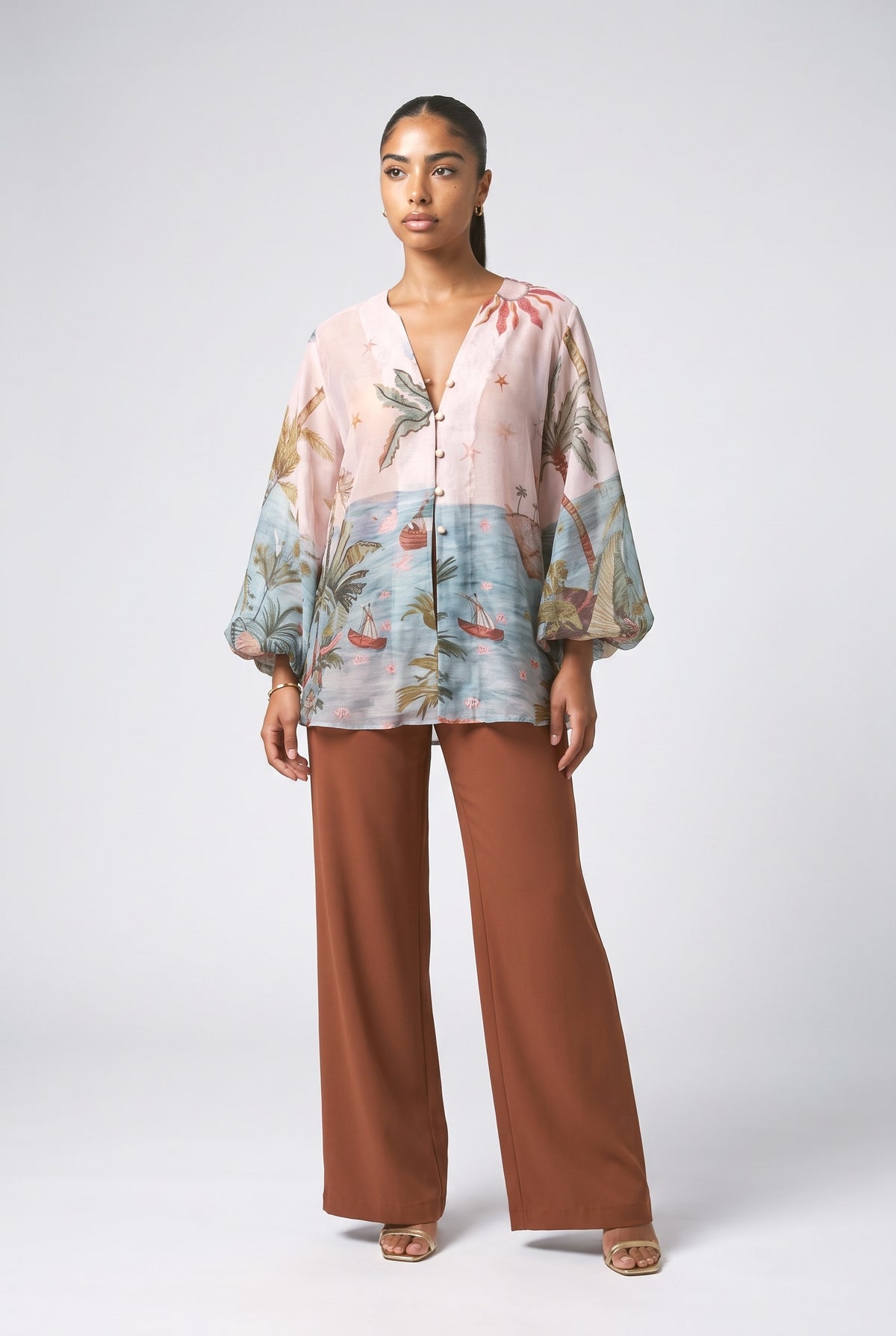 Tropical Chiffon Top, multi set