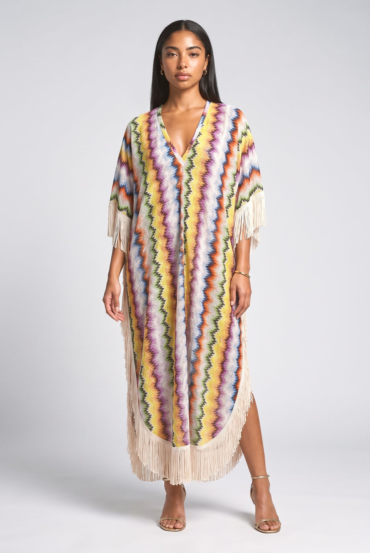 Multicolor Fringe Maxi Dress, multi