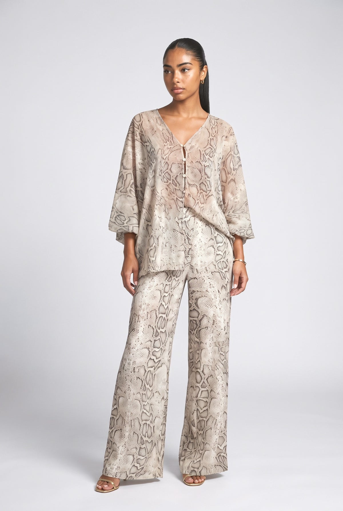 Multicolor Batwing Sleeve Outfit Set, multi
