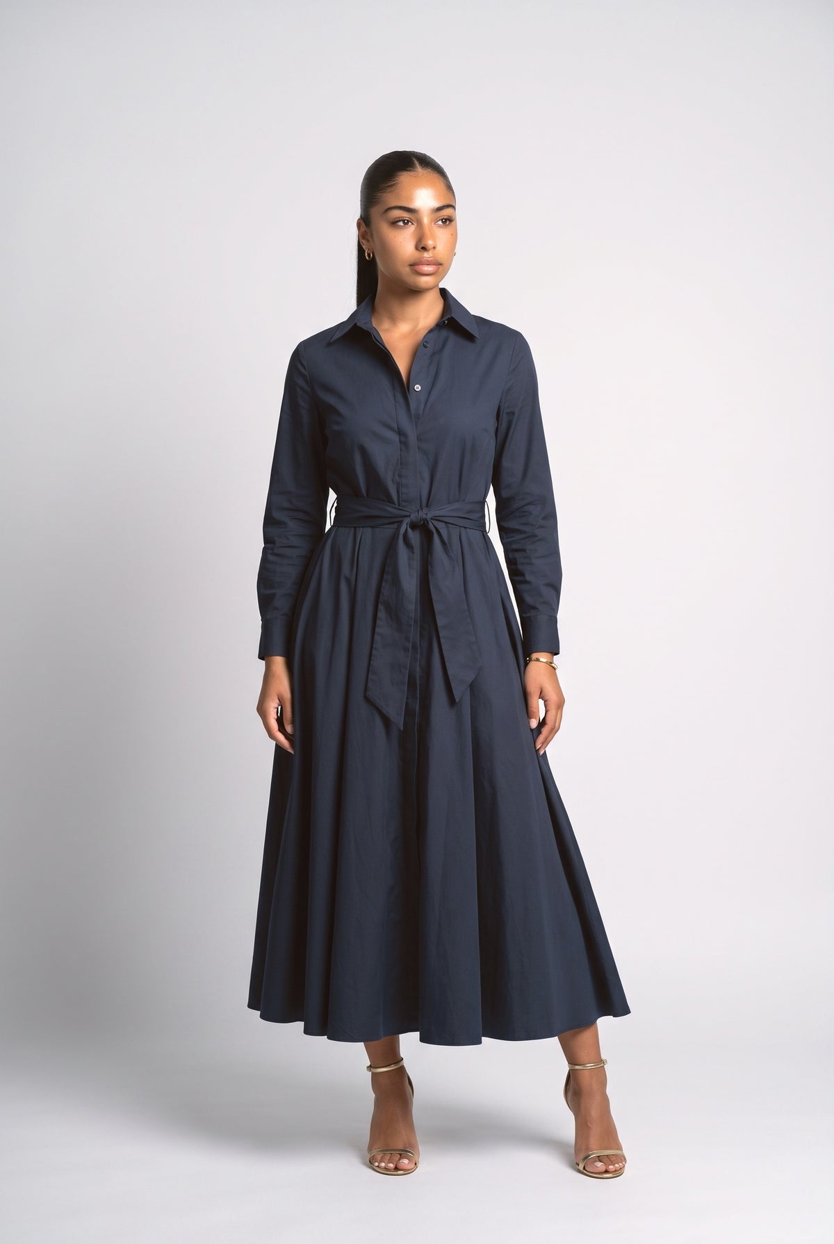 Lace Long Sleeve Maxi Dress, navy blue