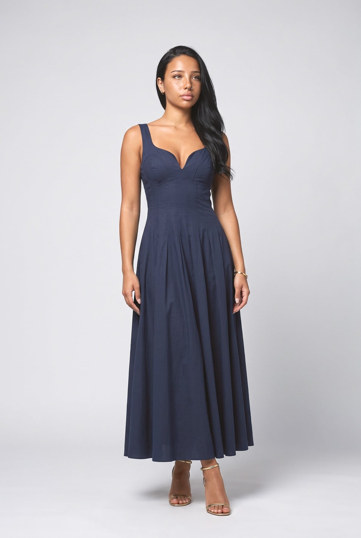 Slim Sling Maxi Dress, navy