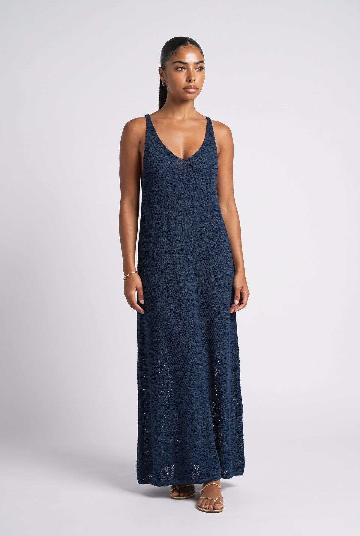 Knit Relaxed Maxi Dress, navy