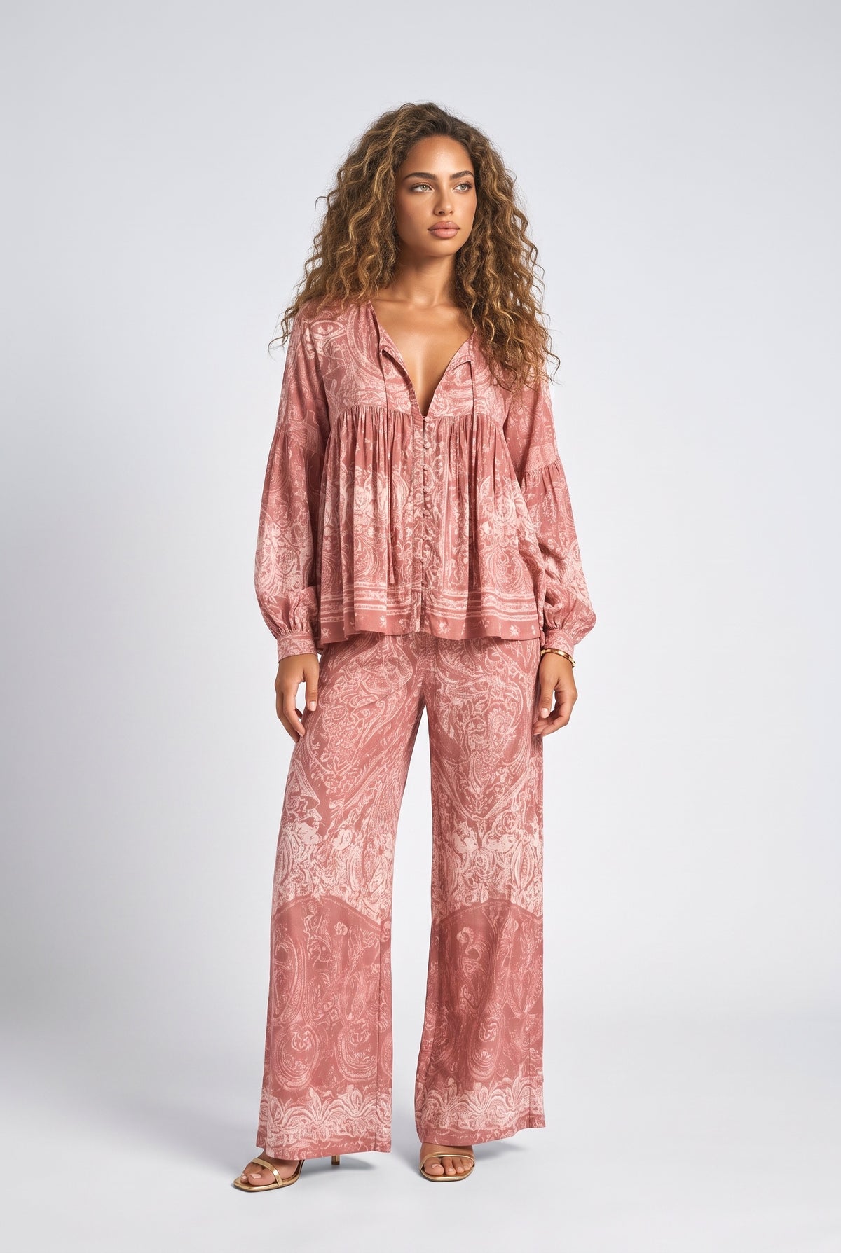 Pink Paisley Outfit Set, pink set