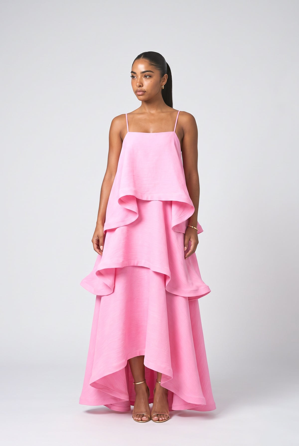 Ruffle Maxi Dress, pink