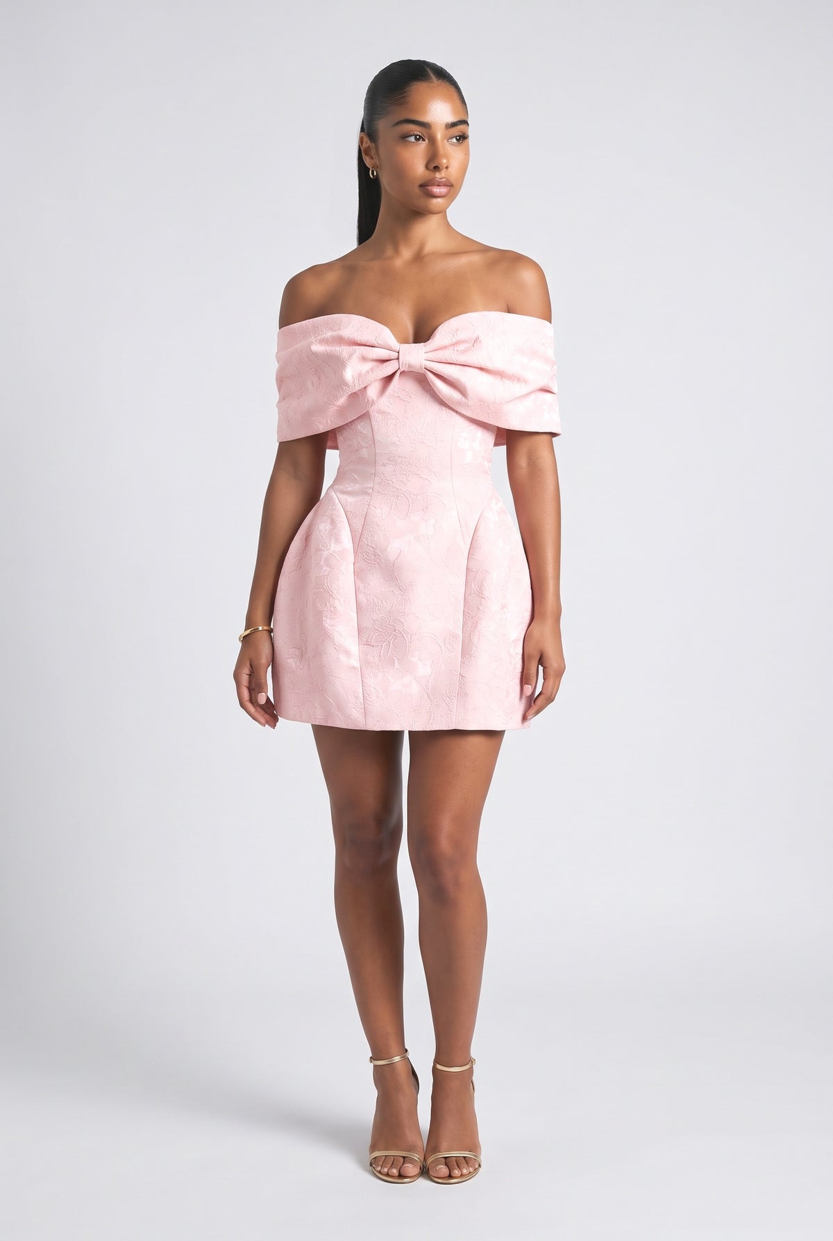 Off-Shoulder Mini Dress, pink