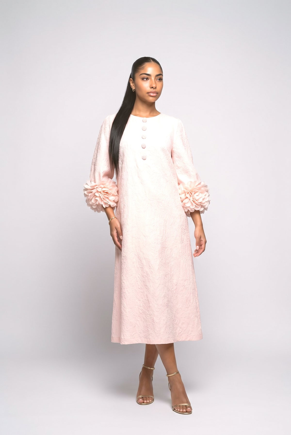 Floral Midi Dress, pink