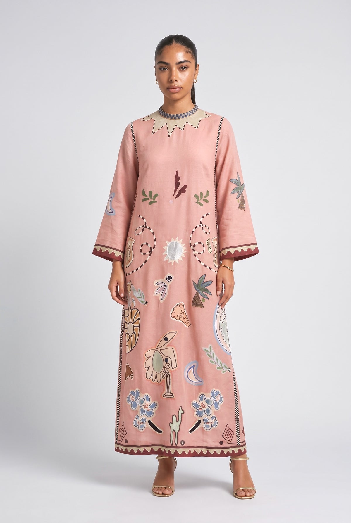 Pink Abstract Maxi Dress, pink