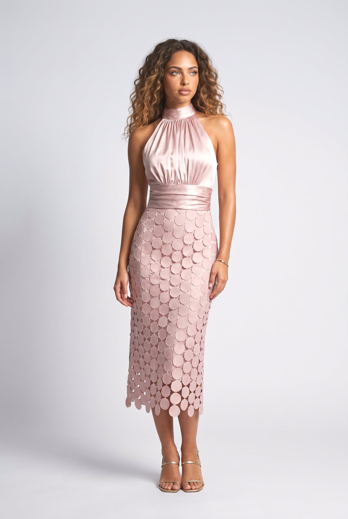 Cutout Midi Dress, pink