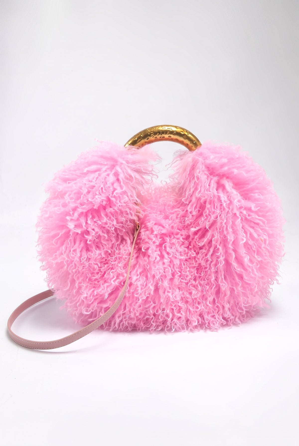 Plush Round Crossbody Bag, pink