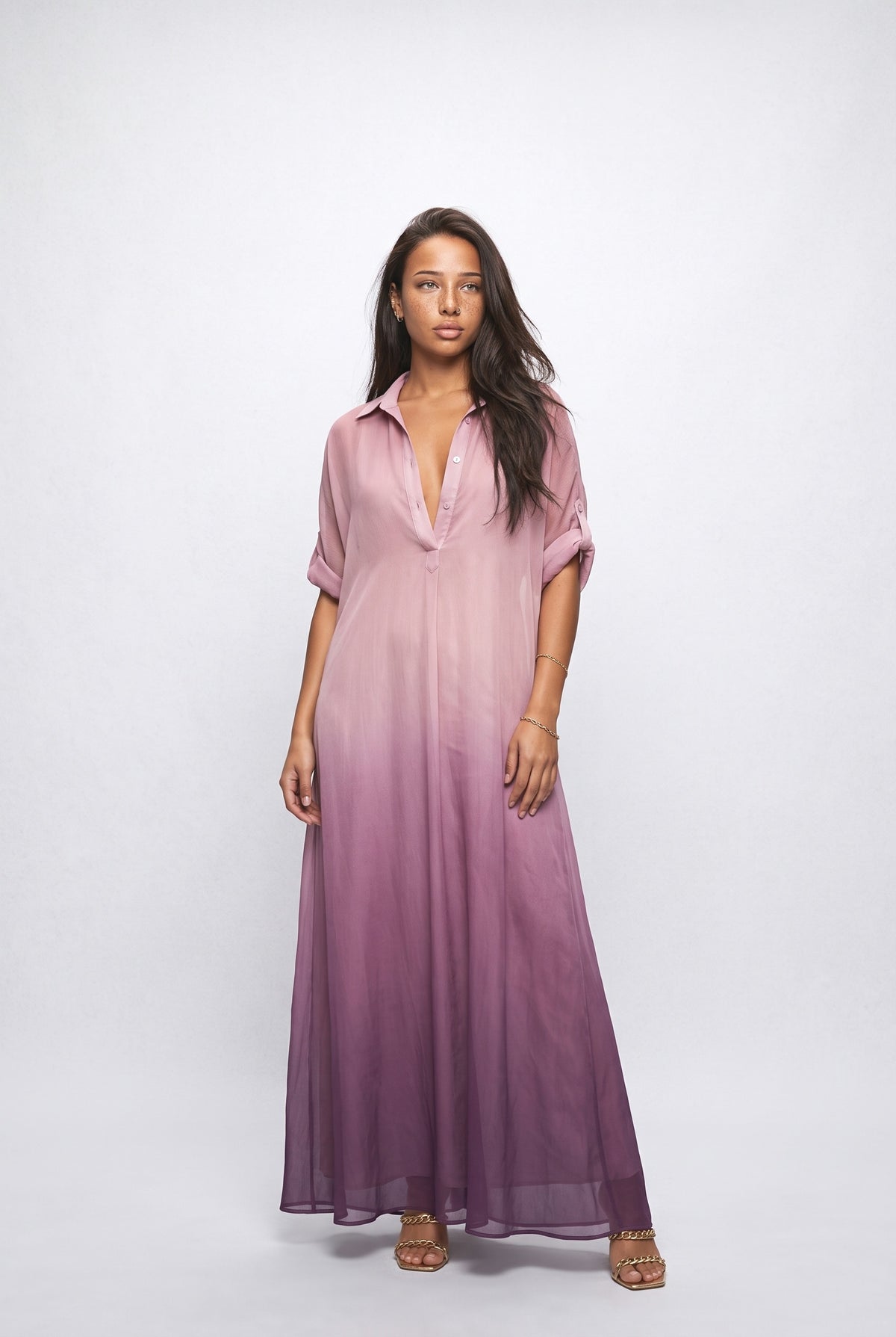 Pink Chiffon Maxi Dress, pink