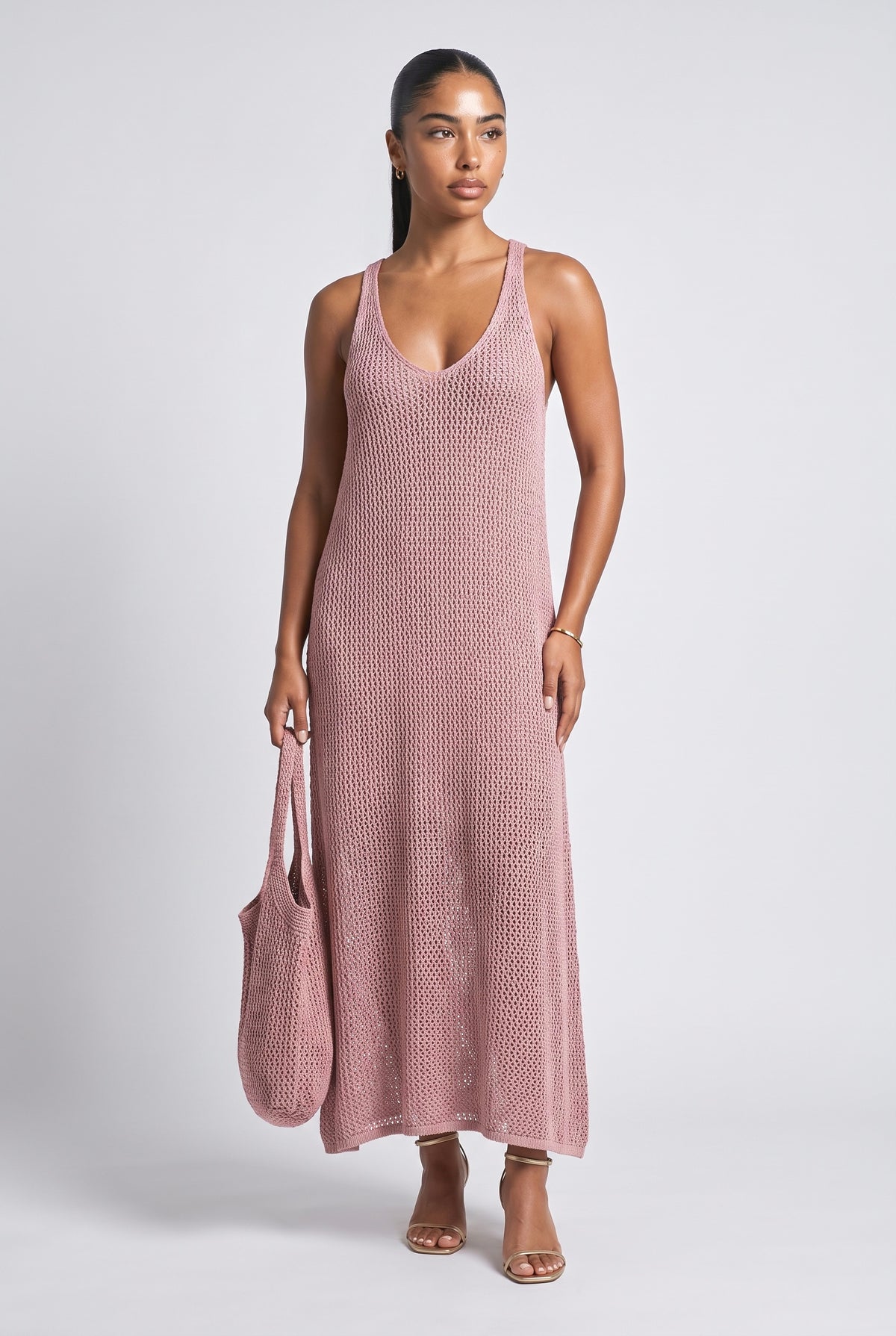 Knit Relaxed Maxi Dress, pink