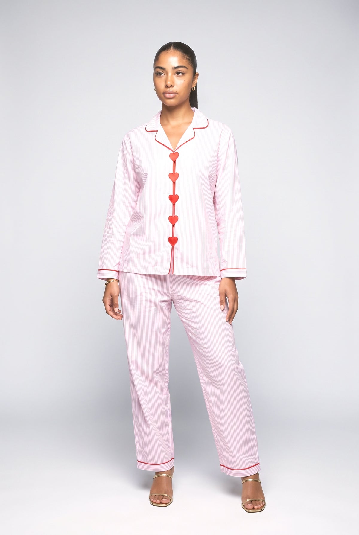 Girl Love Pajama in Pink Stripes, pink