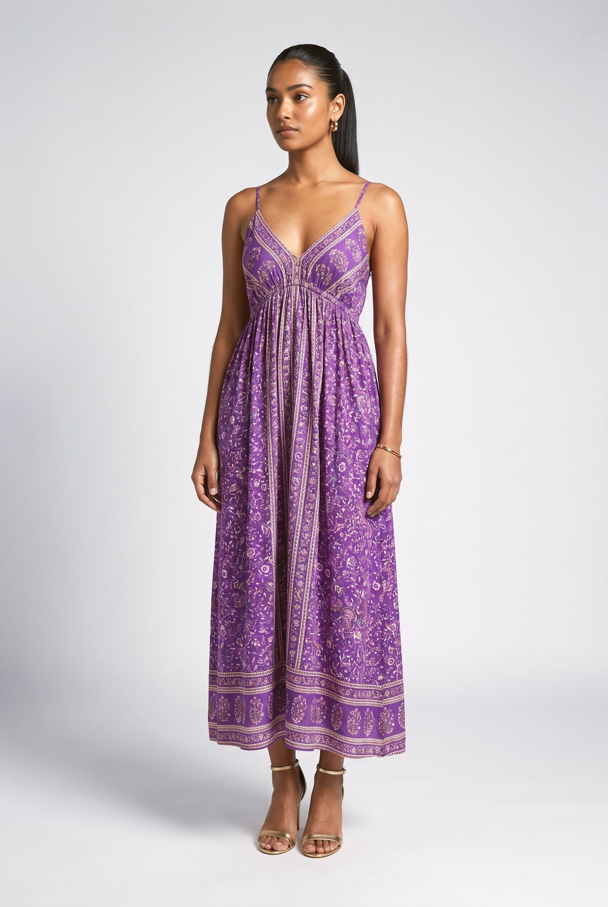 Bohemian Printed Maxi Dress, purple