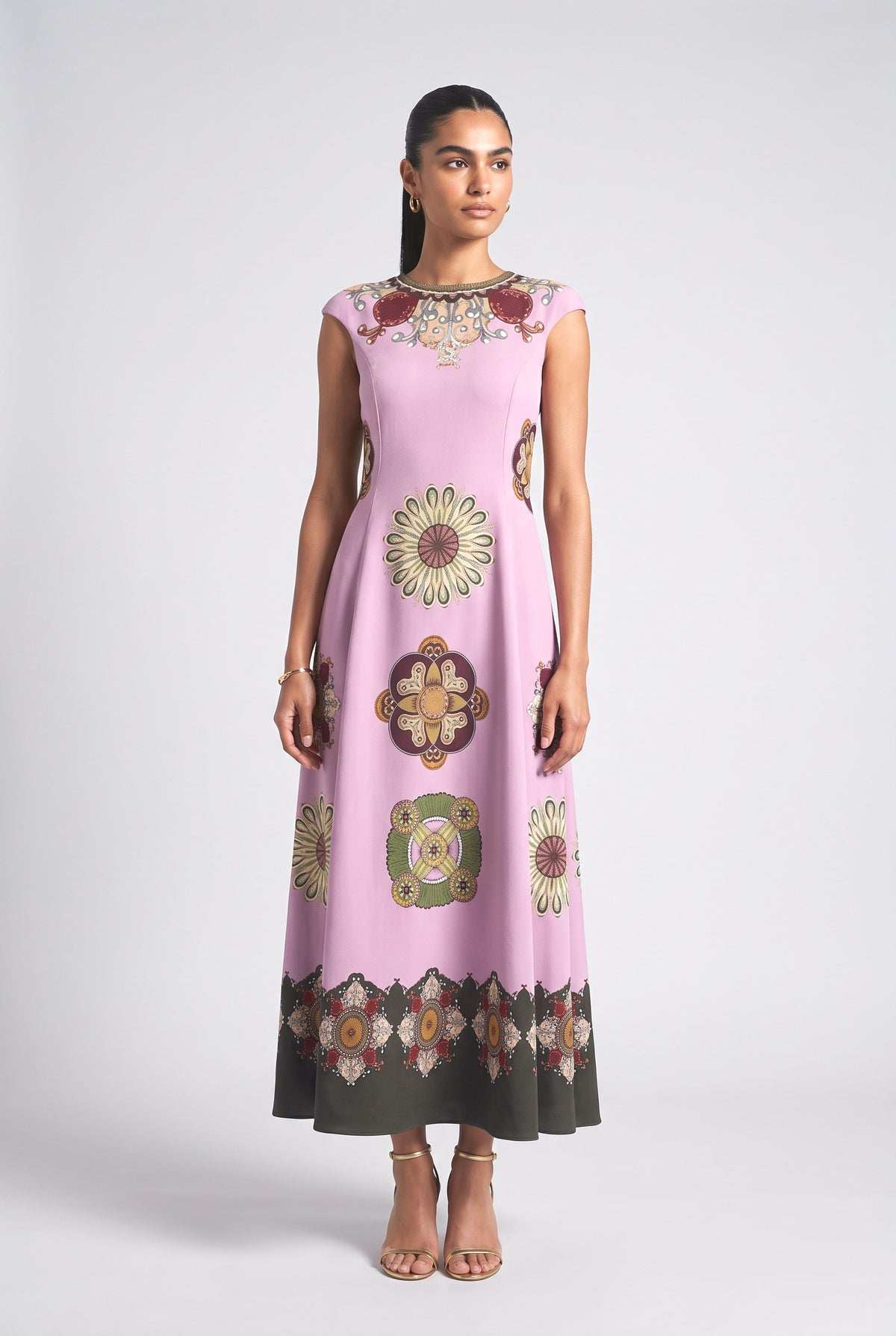 Purple Print Maxi Dress, purple
