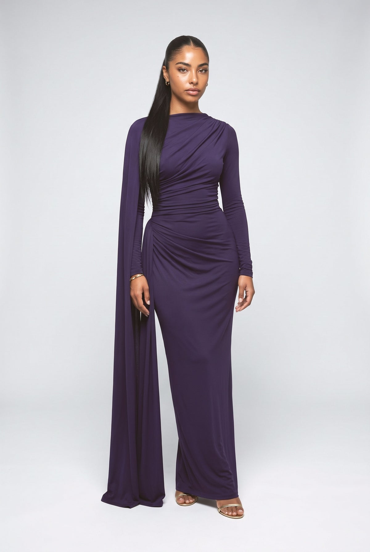 Purple Pleated Maxi Dress, purple