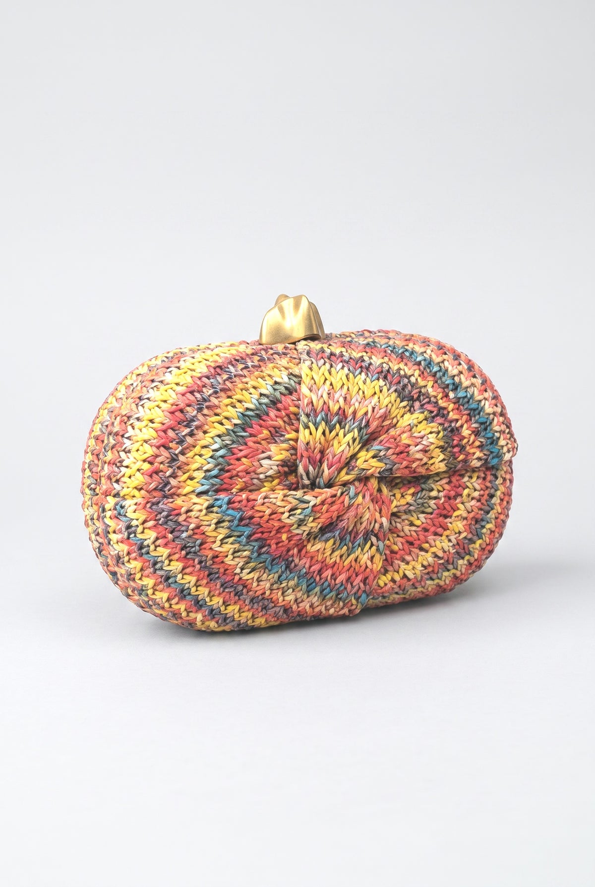 Rainbow Multicolor Braided Oval Hard-Shell Evening Handbag, red