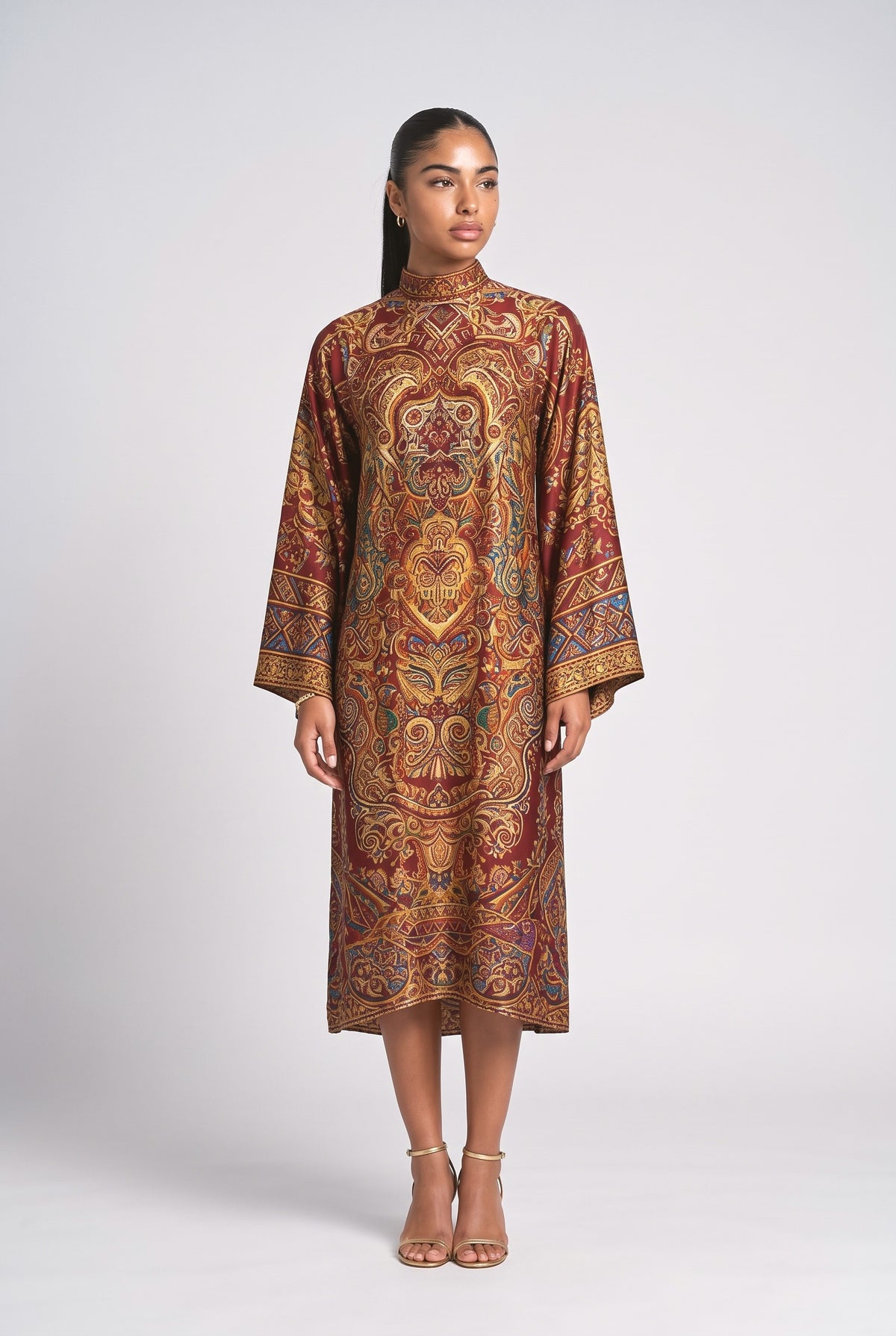 Paisley Midi Dress, red