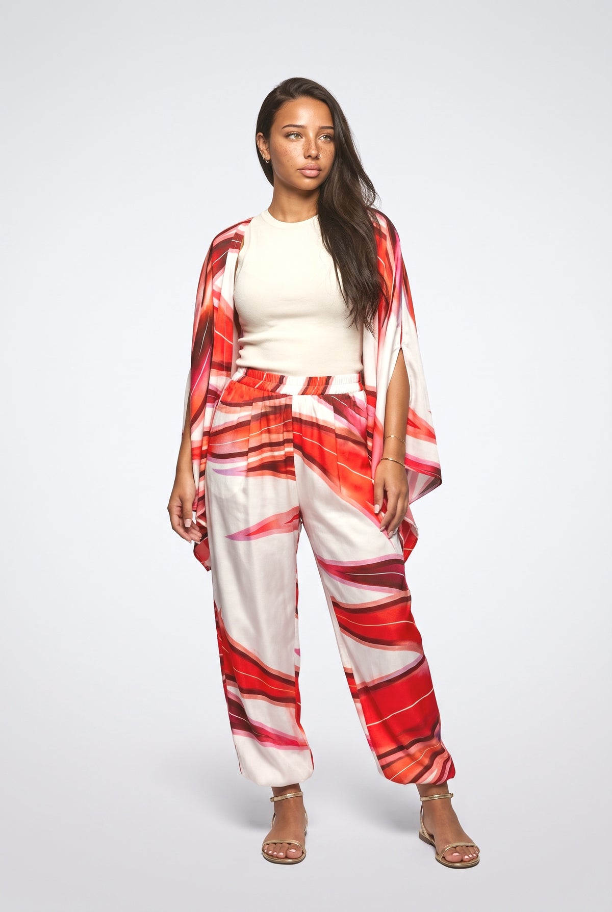 Red Print Pants, red