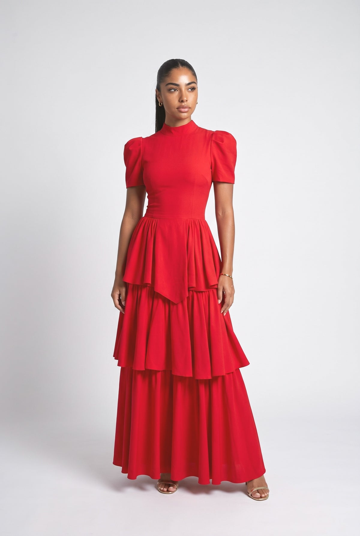 Princess Multi-Layer Maxi Cake Dress, red