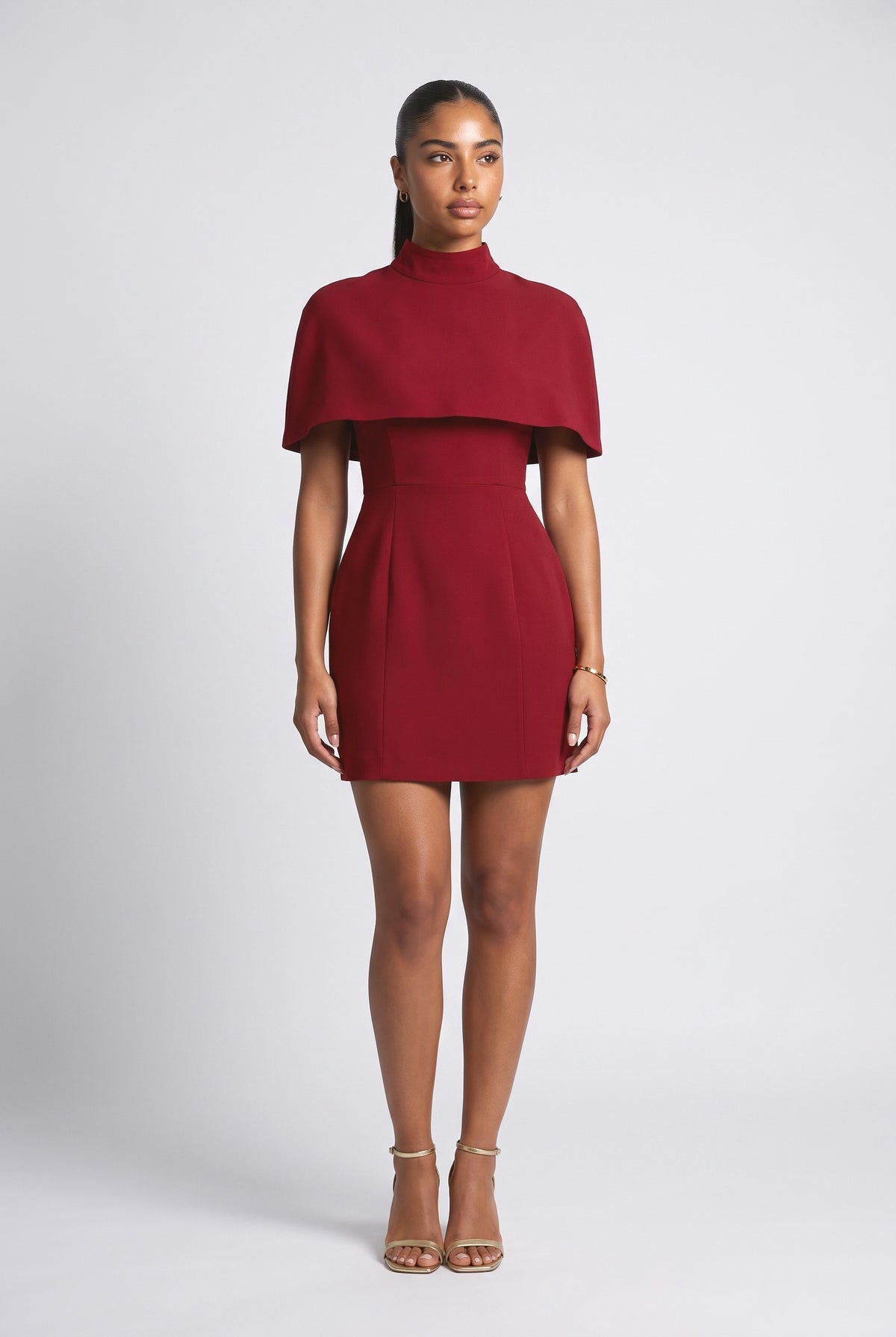 Cape Mini Dress, red