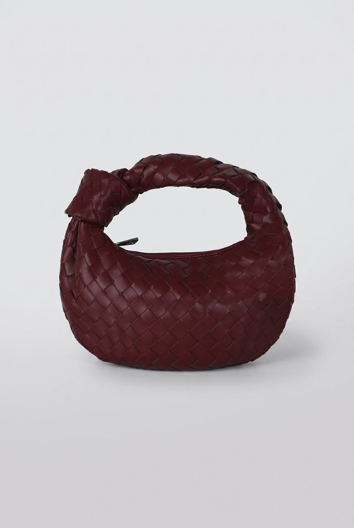 Braided Horn Knotted Tote Bag, red
