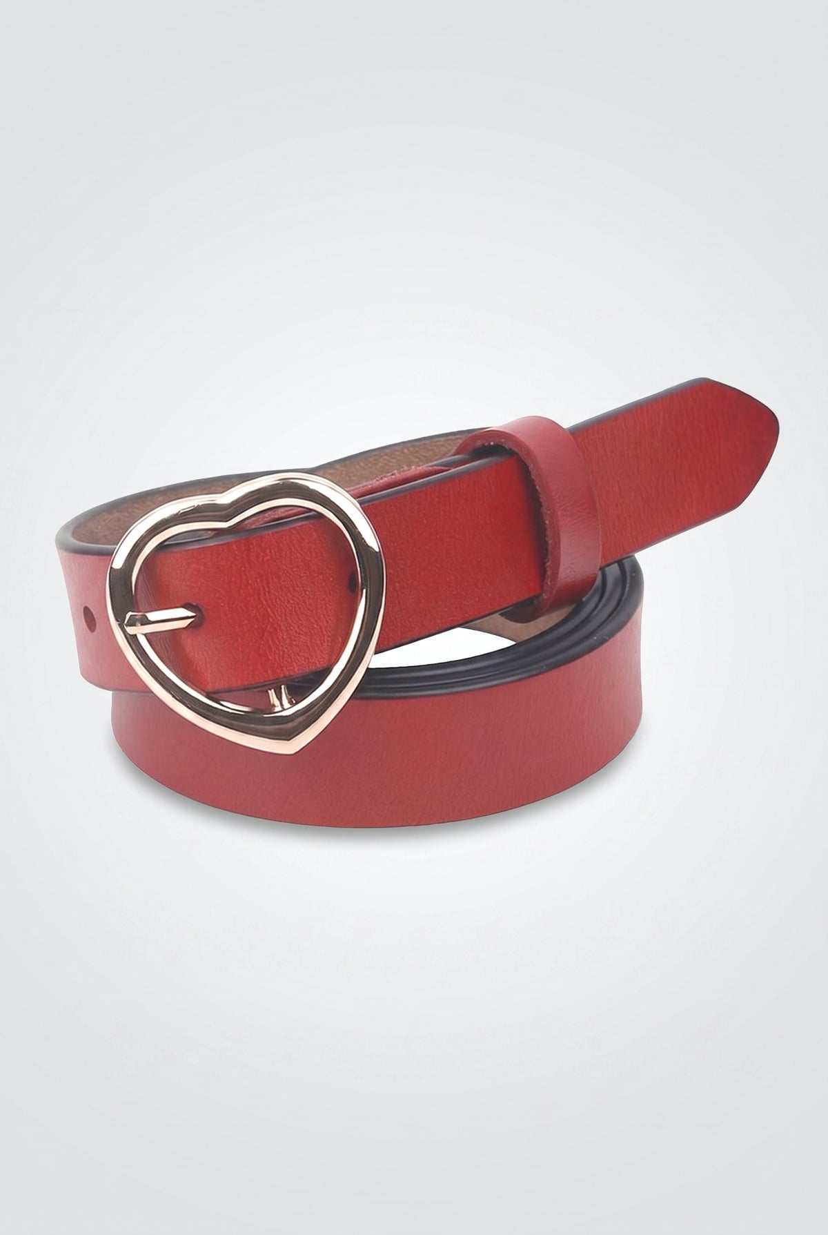 Feart-Shaped Buckle Belt, red