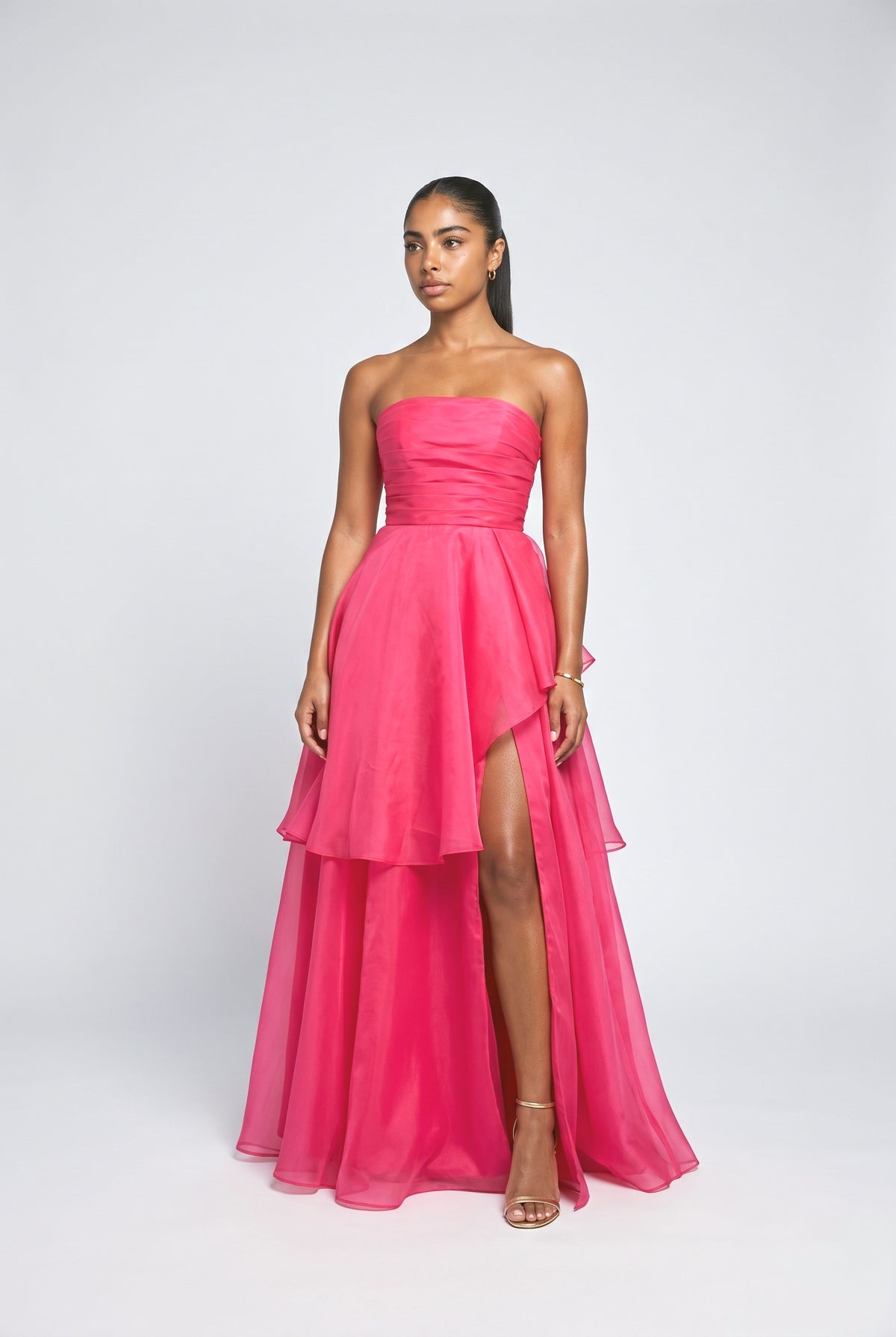 Slit Maxi Dress, rose red