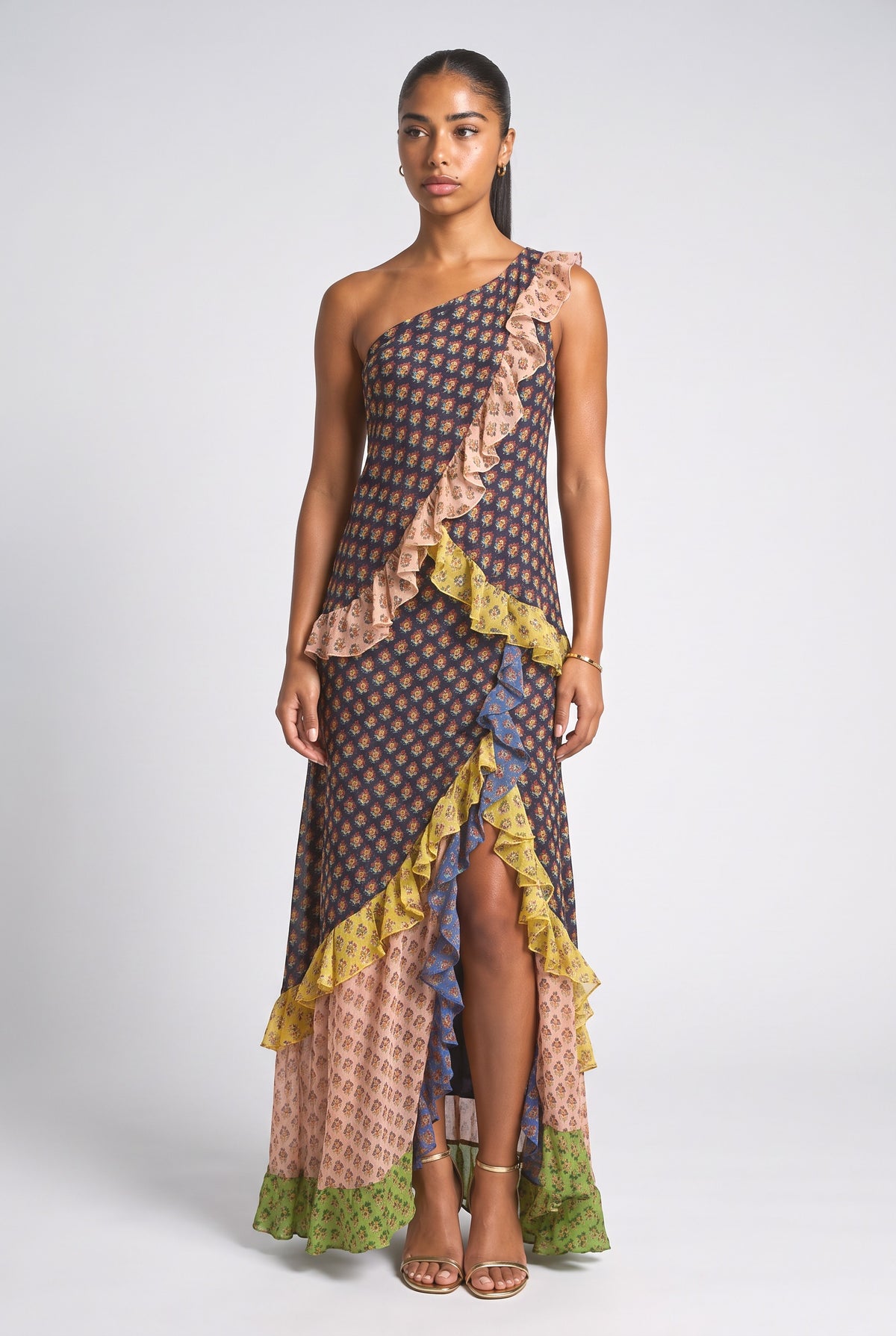 One-Shoulder Tiered Outfit Set, set