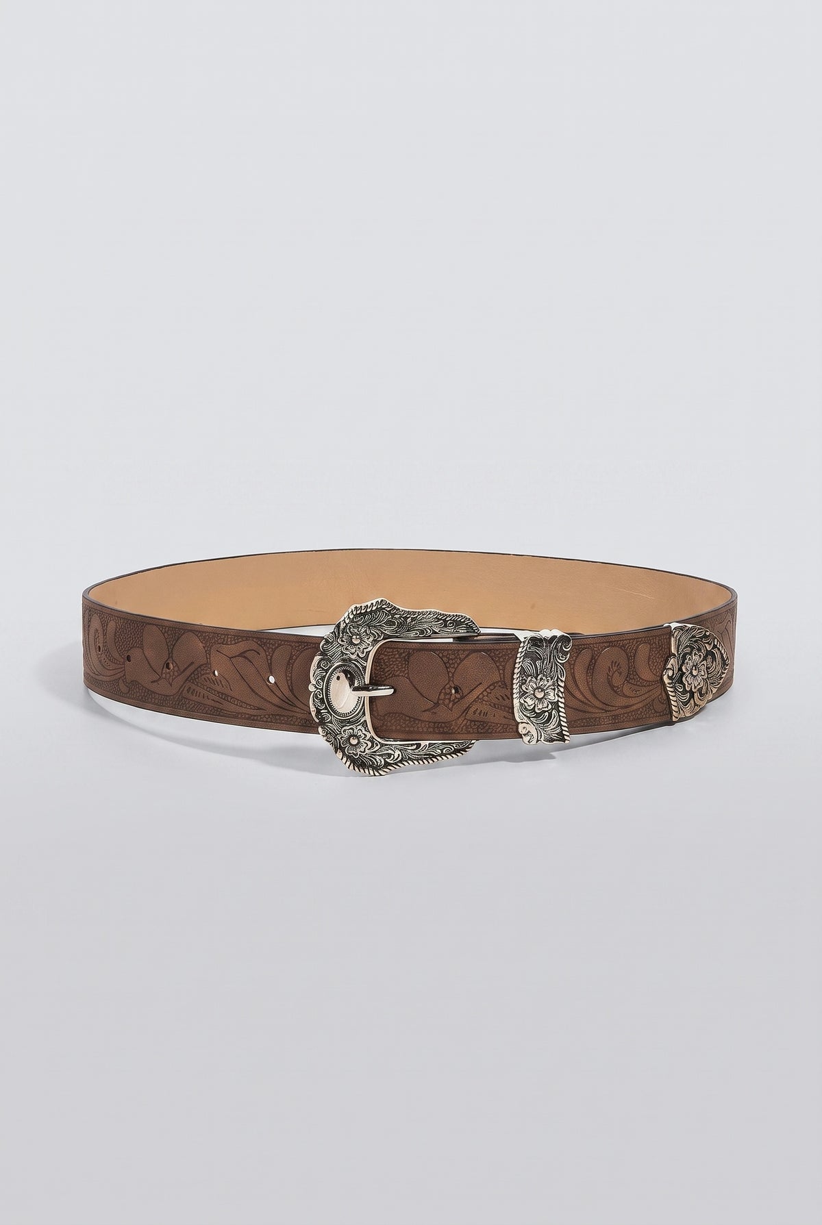 Printed Pattern Belt, silver