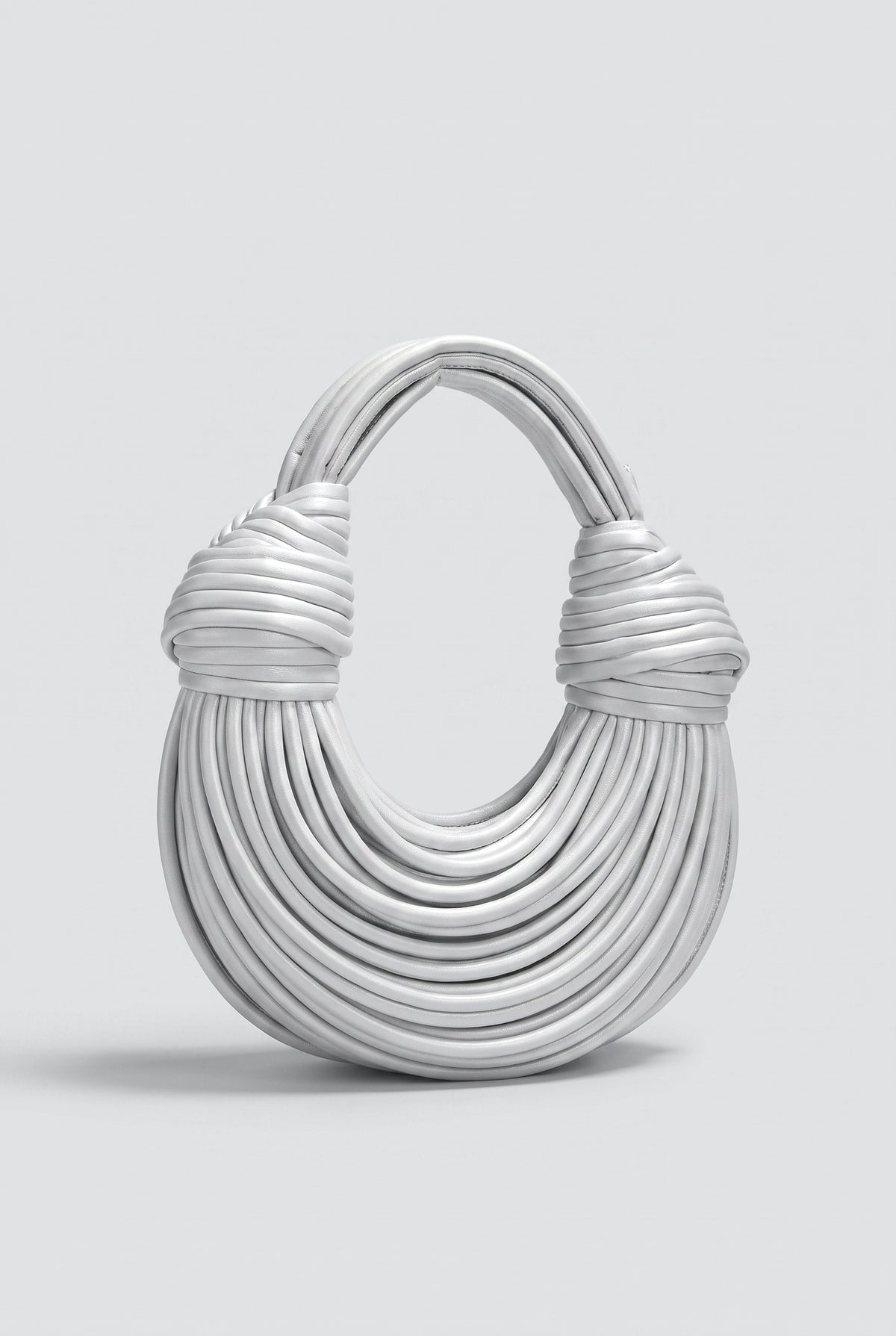 Braided Knotted Dumpling Cloud Crossbody Bag, silver