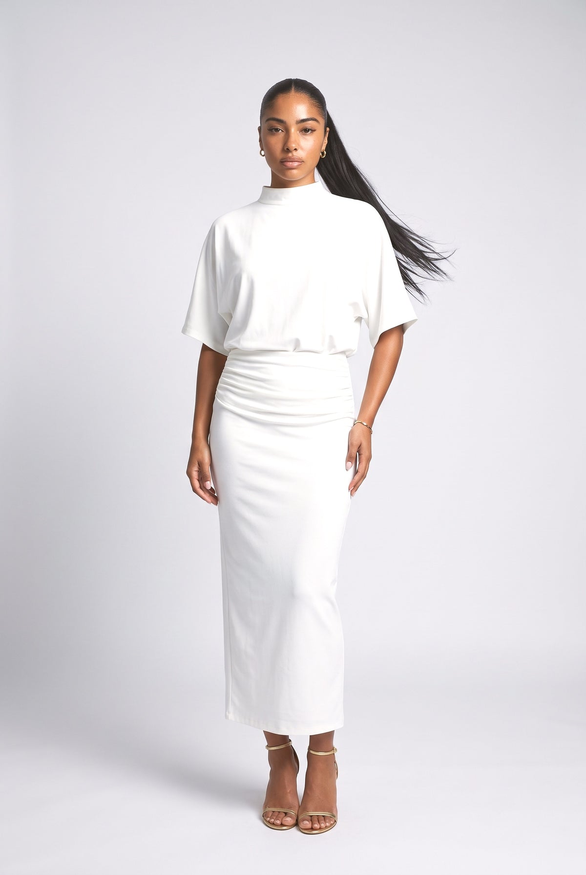 White Ruched Outfit Set, white set